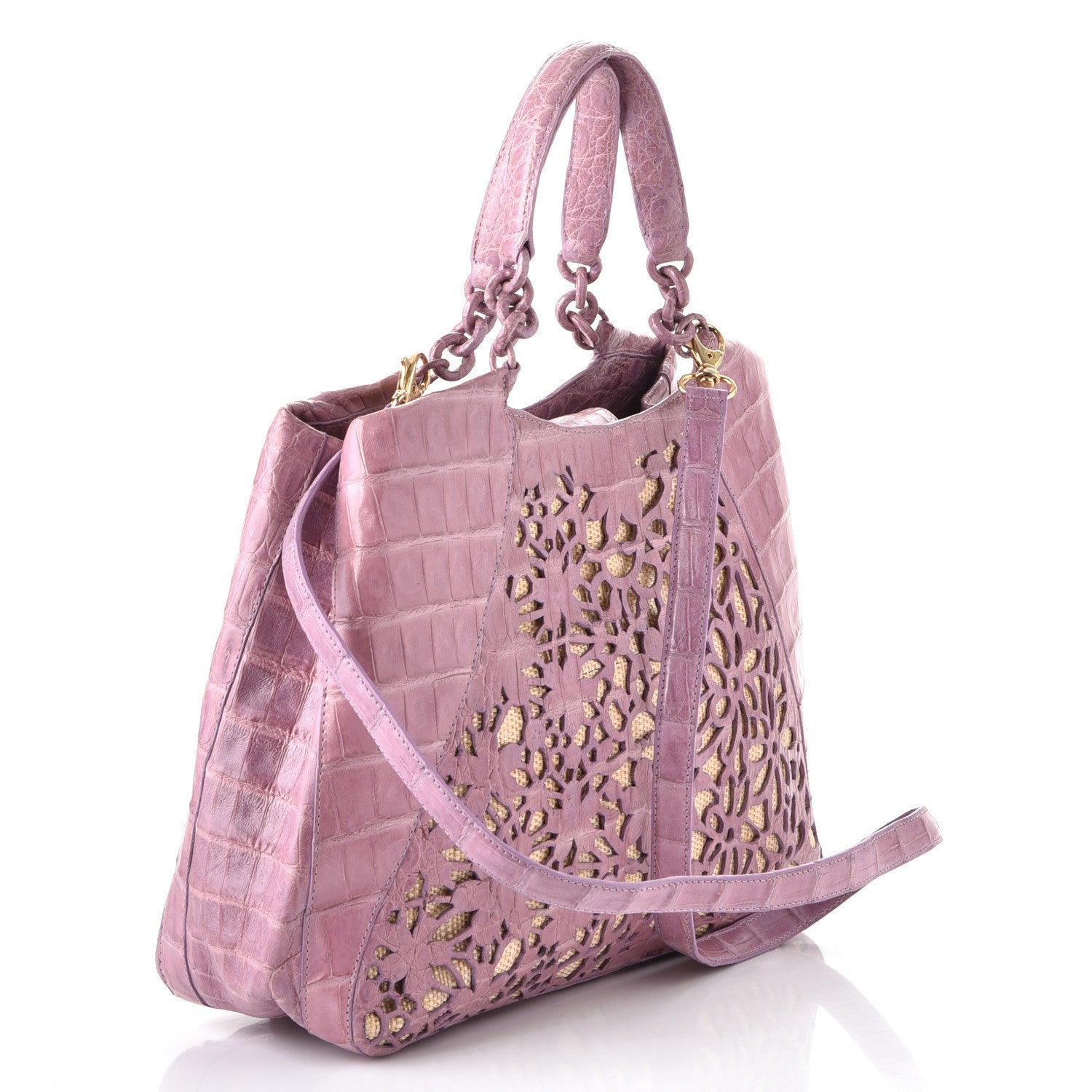 Nancy Gonzalez Crocodile Laser Cut Handbag Violet 4 of 9