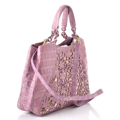 Nancy Gonzalez Crocodile Laser Cut Handbag Violet 4 of 9