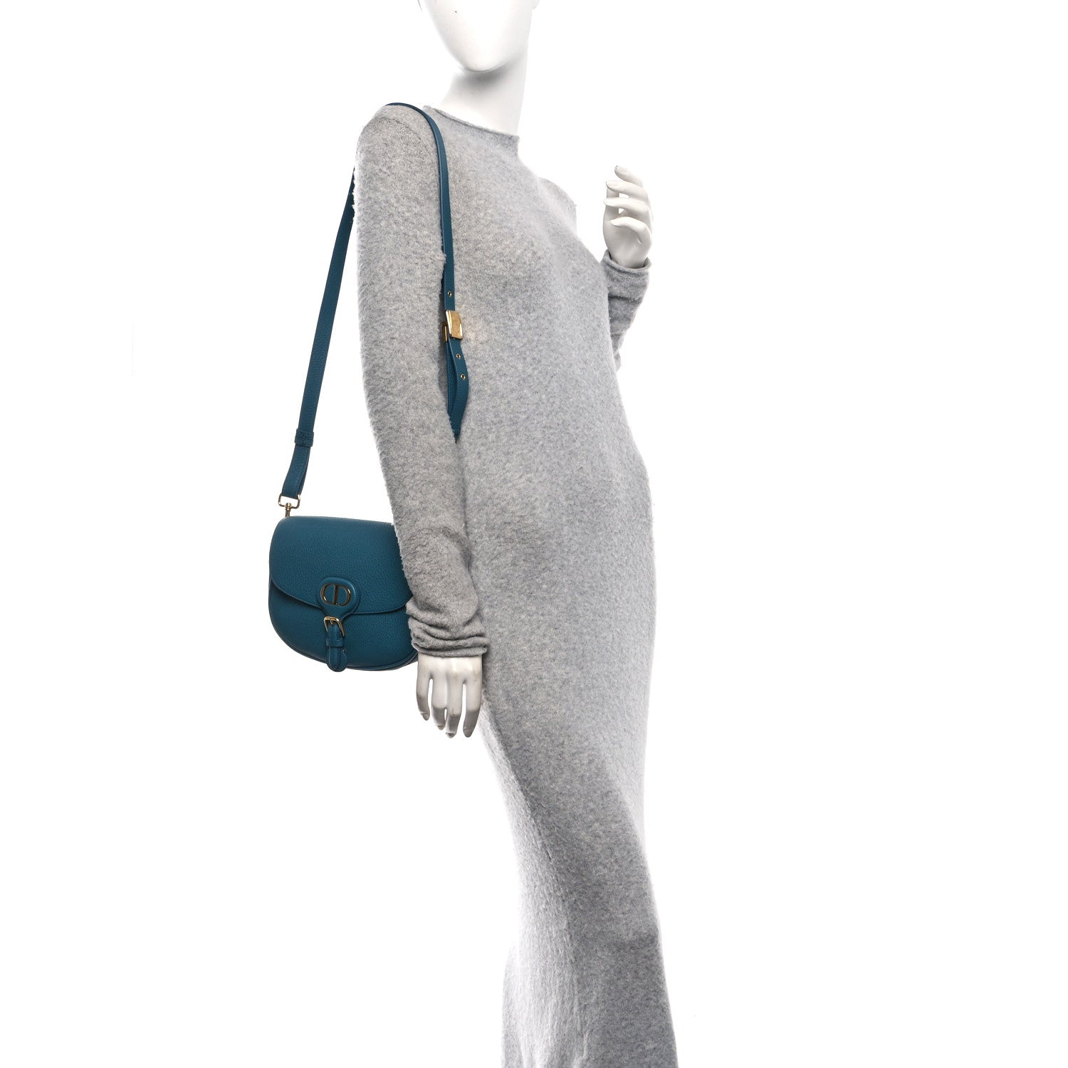 Christian Dior Grained Calfskin Medium Bobby Flap Steel Blue 2 of 10