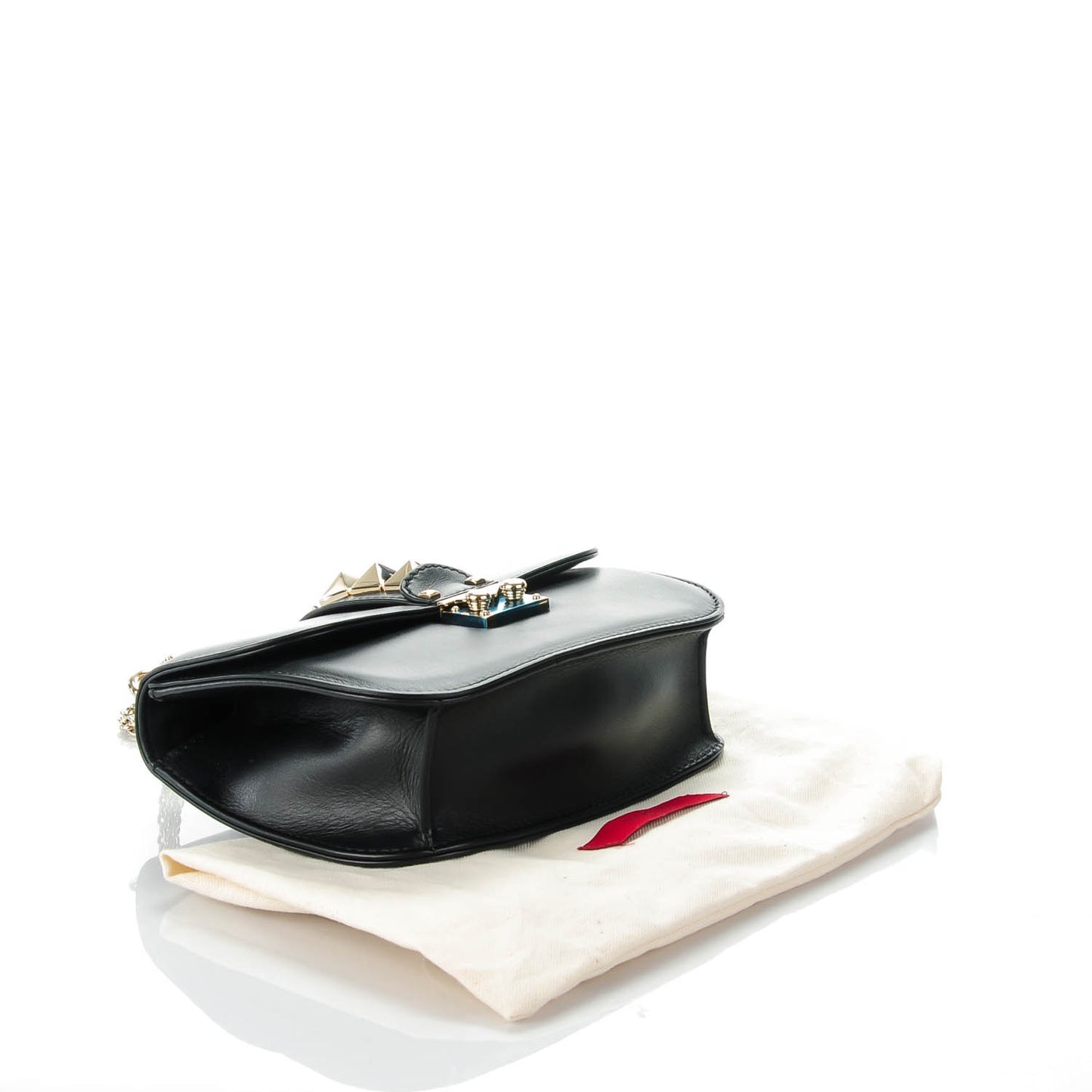 Vitello Small Glam Lock Rockstud Flap Black