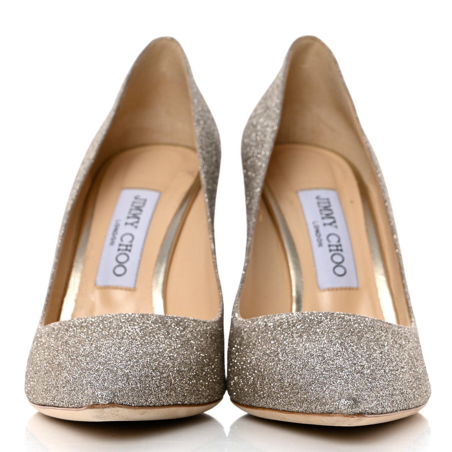 Jimmy Choo Glitter Romy 100 Pumps 37.5 Platinum Ice 2 of 10