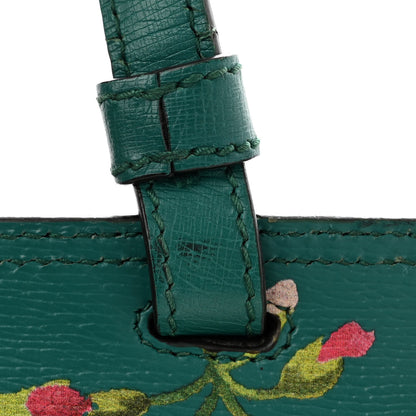 Gucci Shangai Calfskin Blooms Print Medium Bamboo Daily Top Handle Bag Clear Bright Emerald Multicolor 17 of 19