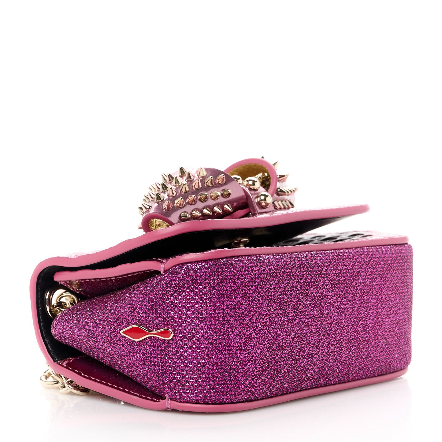 Specchio Patent Embossed Spikes Sweety Charity NV Crossbody Bag Cassis