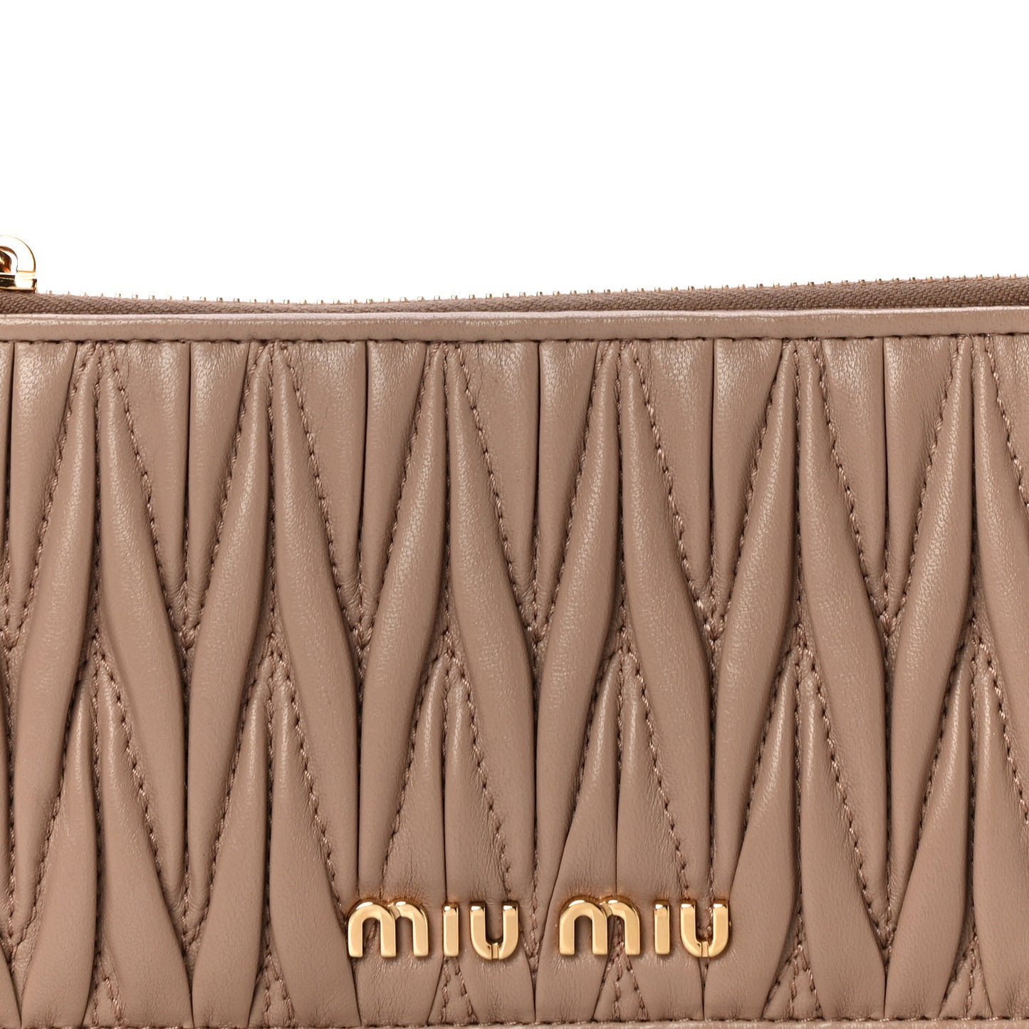 Nappa Matelasse Quilted Zip Card Case Cammeo