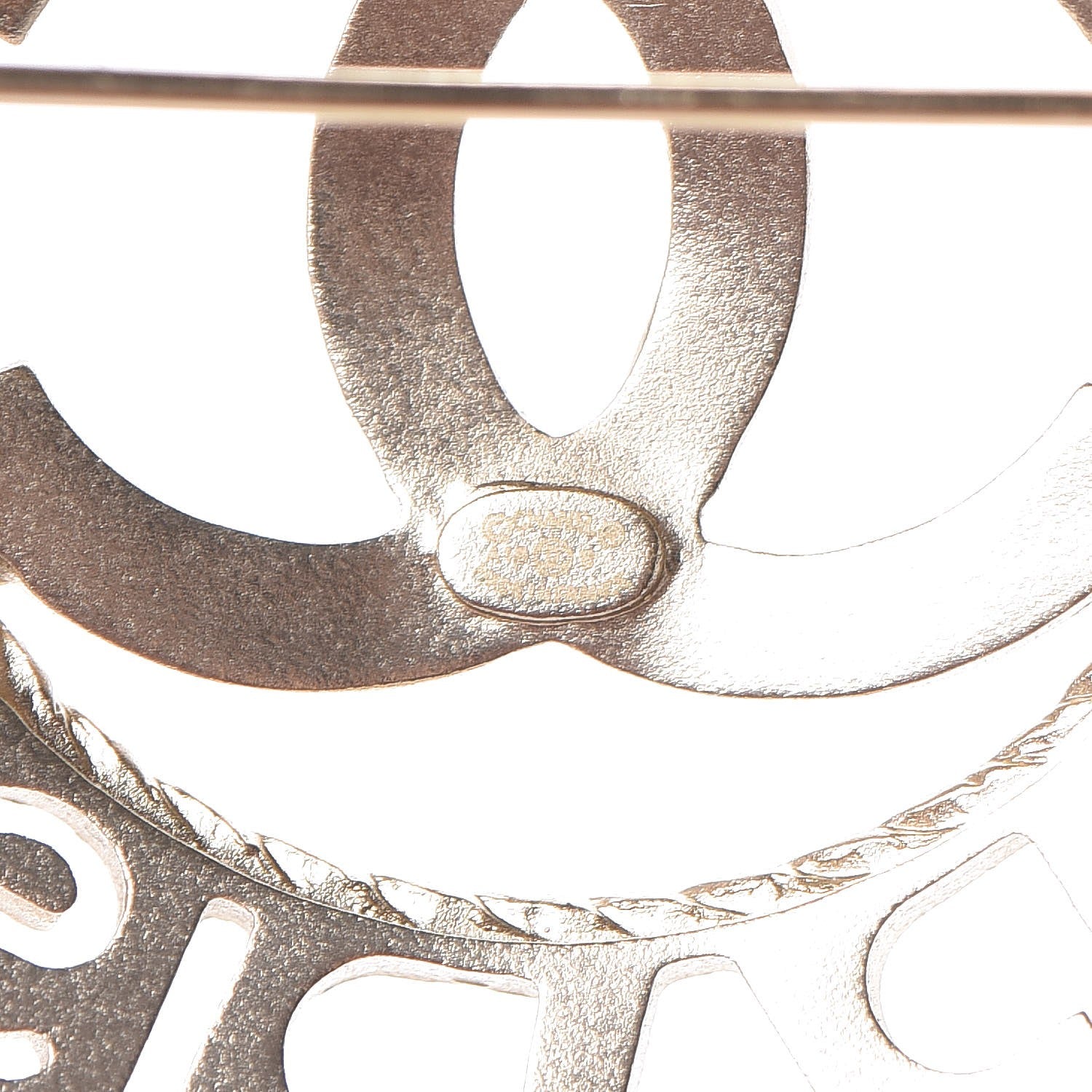 Chanel Metal CC Paris Brooch Light Gold 5 of 6
