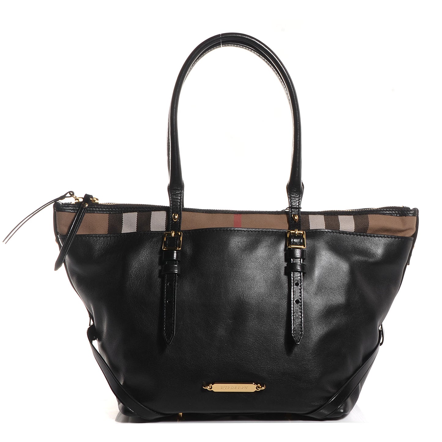 Soft Leather House Check Small Salisbury Tote Black