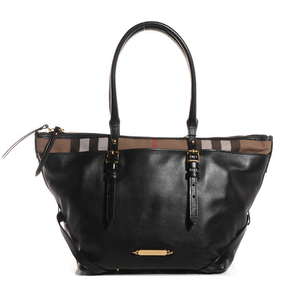 Burberry Soft Leather House Check Small Salisbury Tote Black 1 of 12