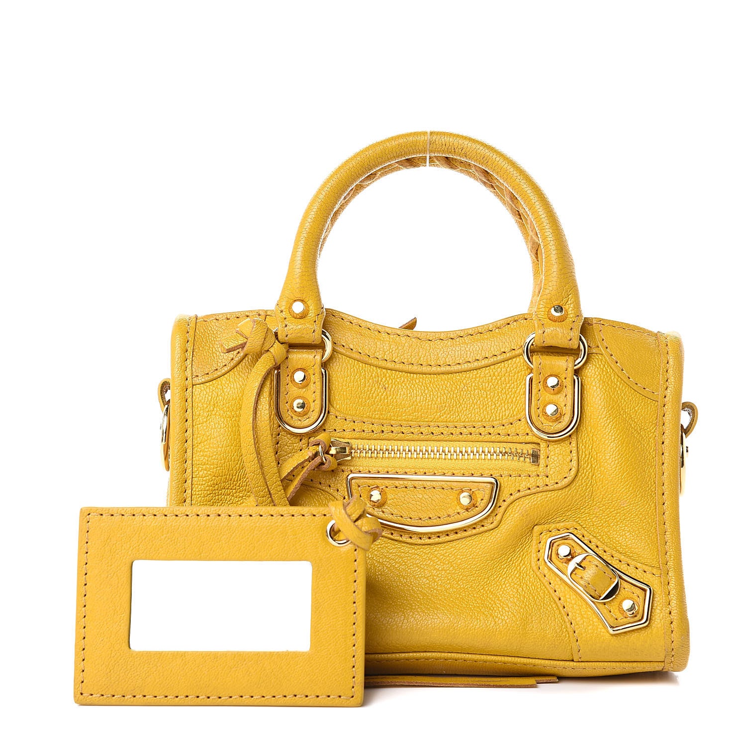Balenciaga Chevre Silver Metallic Edge Hardware Nano City Jaune Epi 1 of 14