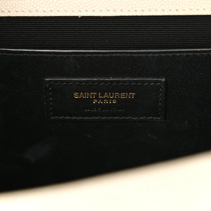 Saint Laurent Grain De Poudre Textured Mixed Matelasse Medium Triquilt Monogram Satchel Crema Soft 6 of 12