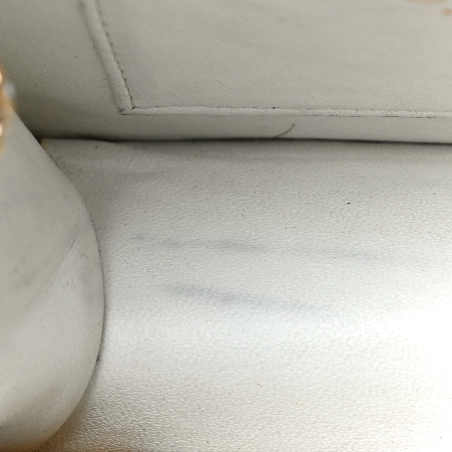 Glazed Calfskin Quilted Small Flap White