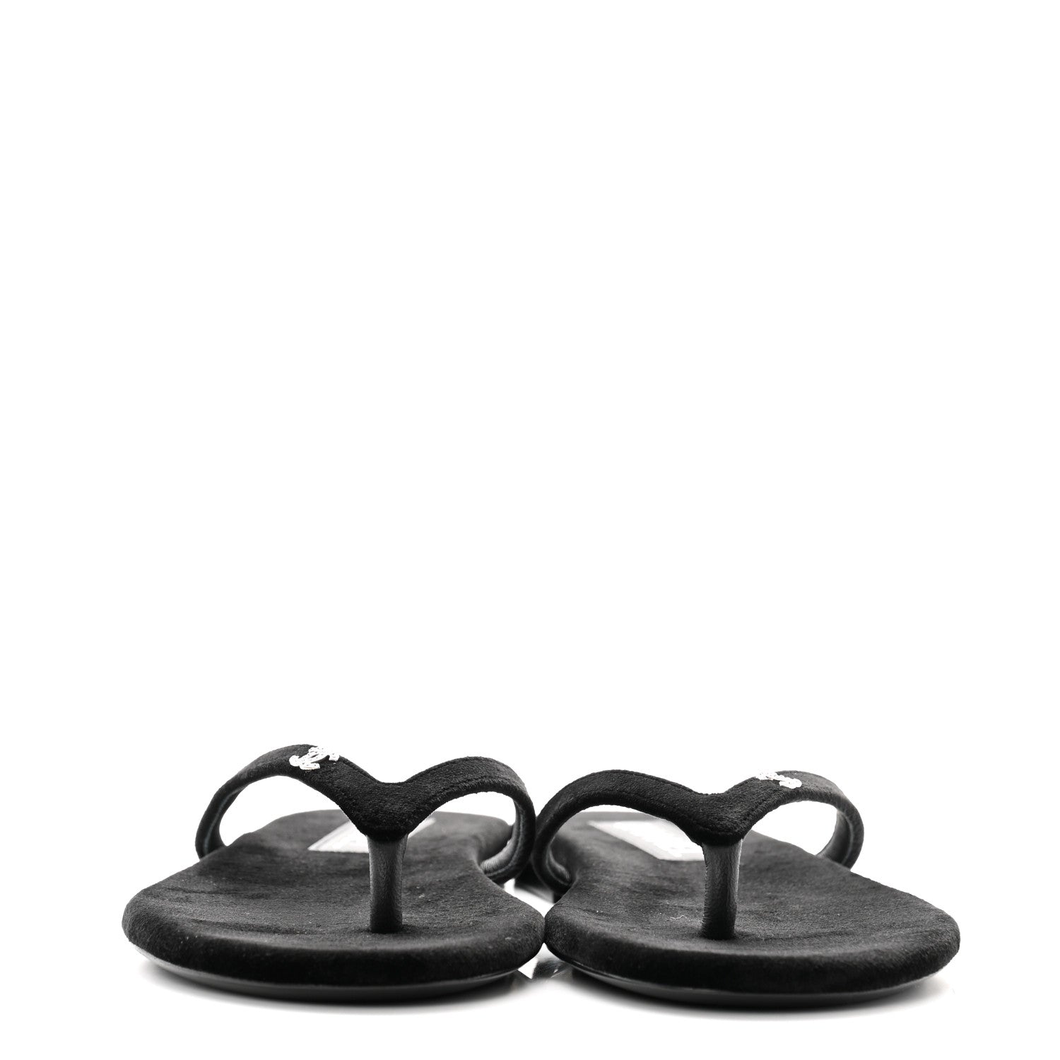 Chanel Velvet Crystal CC Thong Sandals 36.5 Black 2 of 9