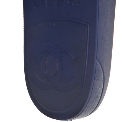 Chanel Rubber CC Flat Slide Sandals 40.5 Blue 7 of 11