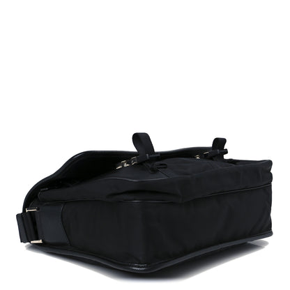 Prada Tessuto Nylon Saffiano Large Double Snap Buckle Messenger Bag Black 4 of 10