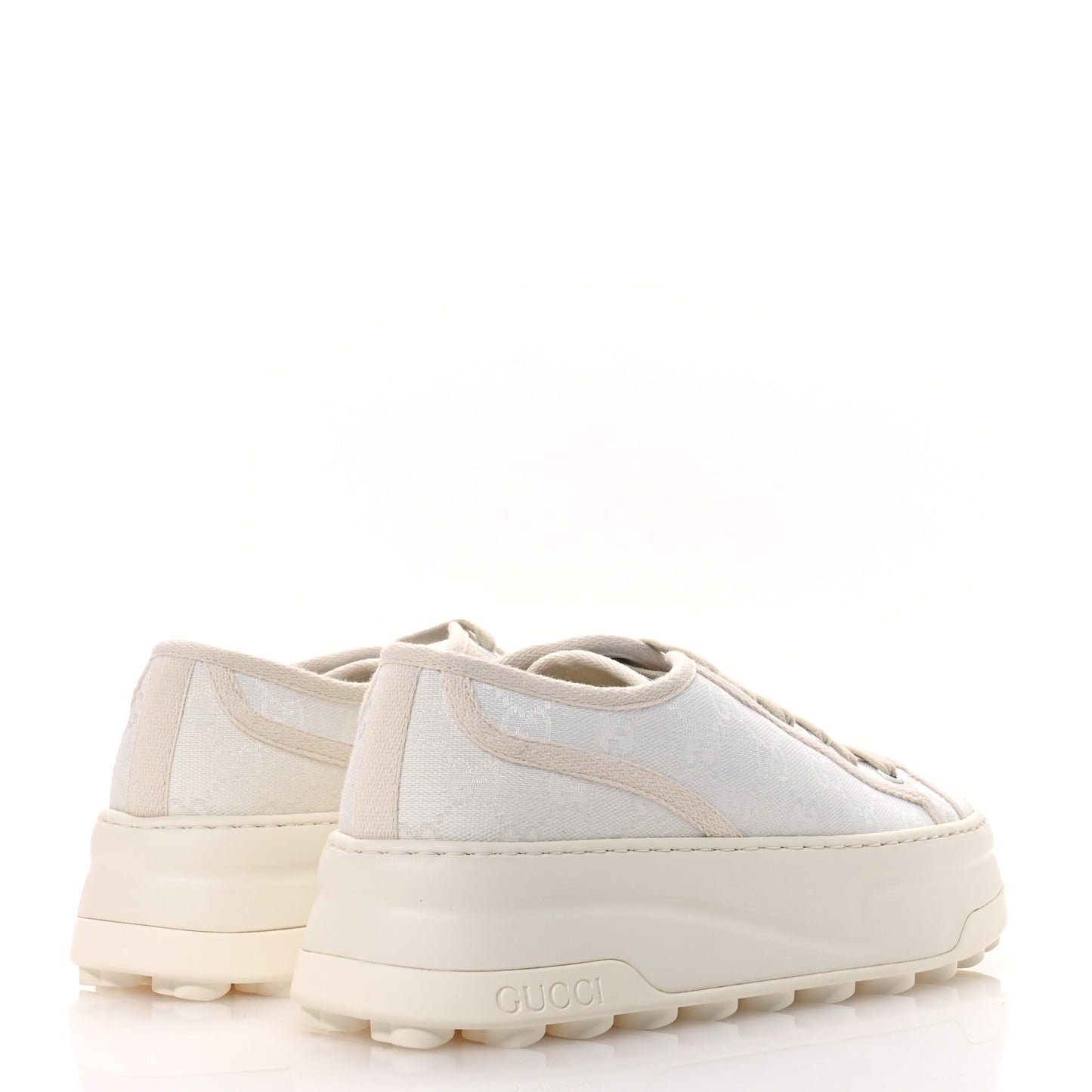 GG Monogram Womens 1977 Tennis Platform 52mm Sneakers 40.5 Great White Mystic White