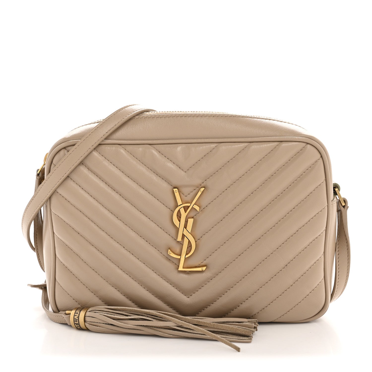 Saint Laurent Calfskin Matelasse Monogram Lou Camera Bag Dark Beige 1 of 12