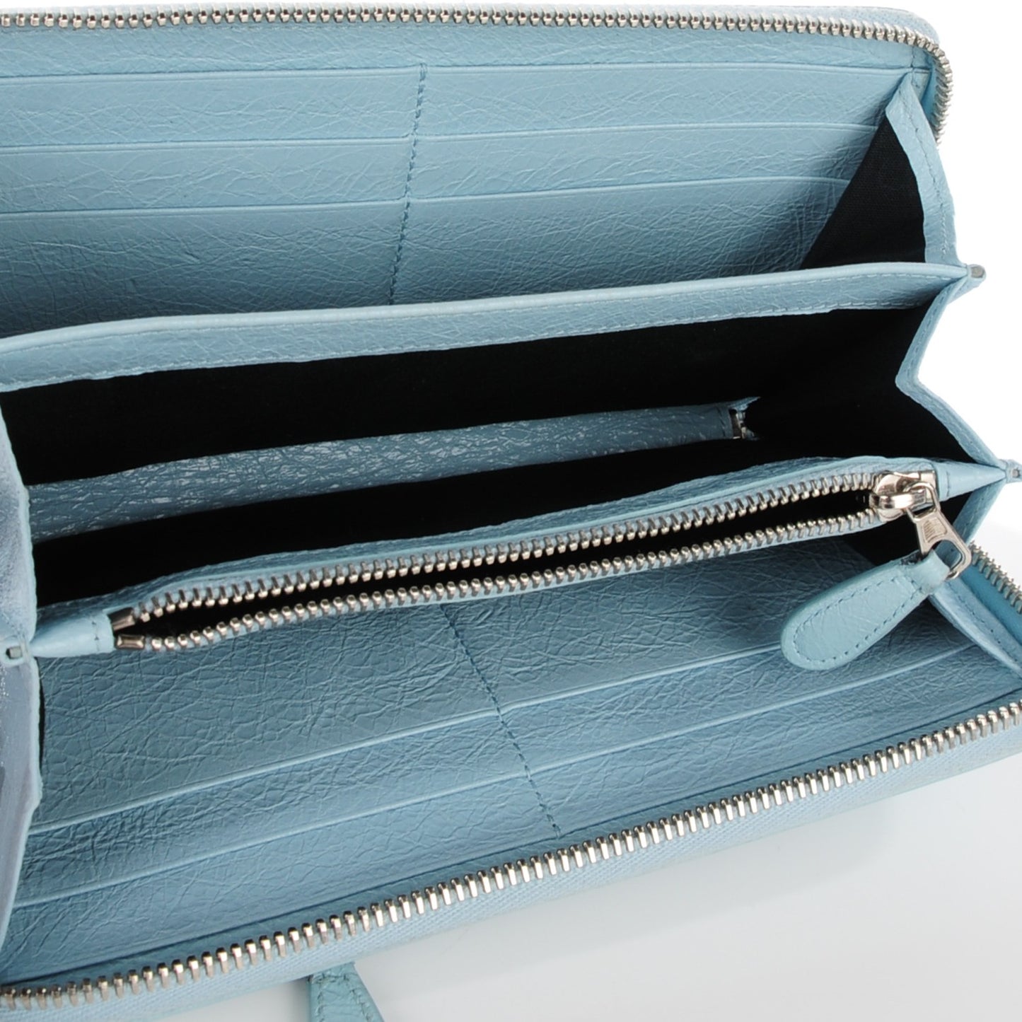 Agneau Giant 12 Silver Hardware Continental Zip Around Wallet Bleu Dragee