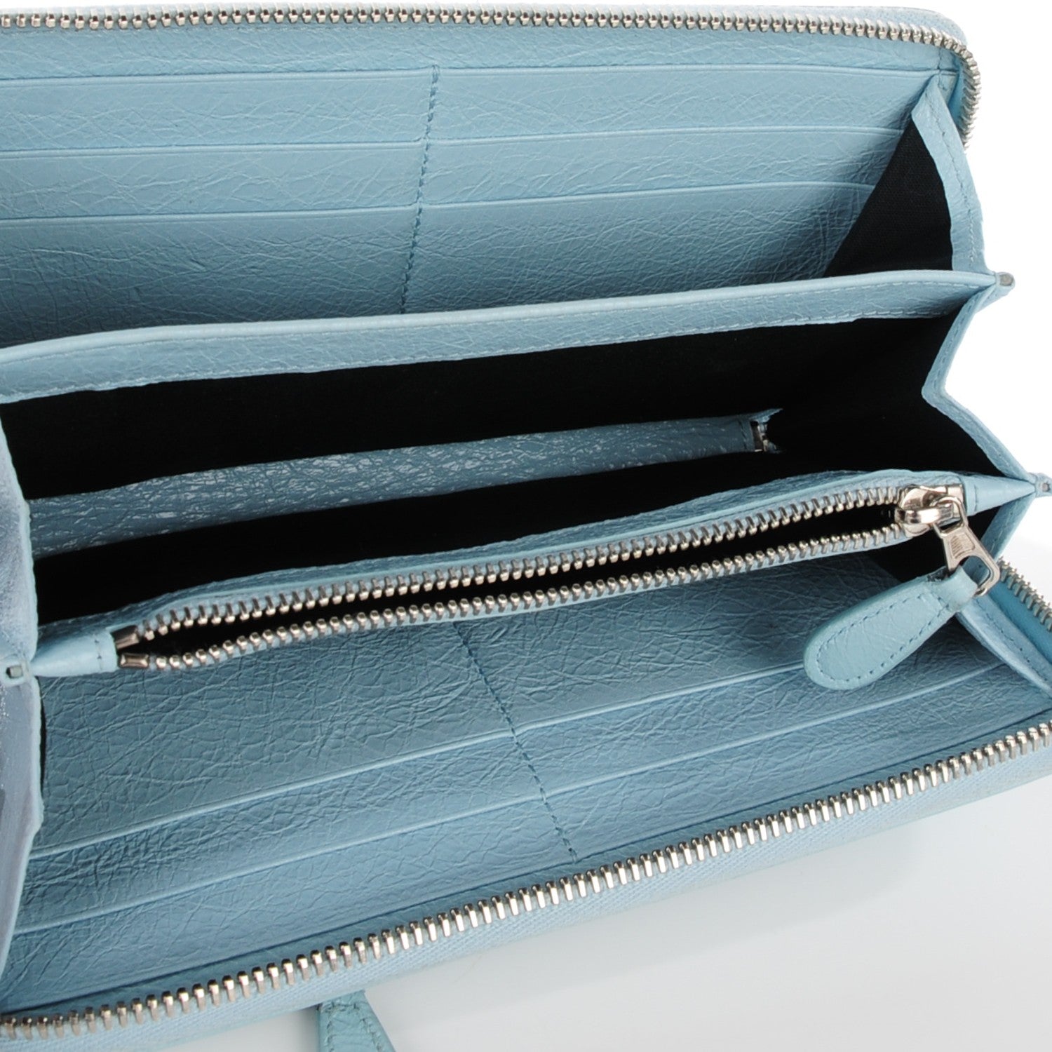 Balenciaga Agneau Giant 12 Silver Hardware Continental Zip Around Wallet Bleu Dragee 6 of 9