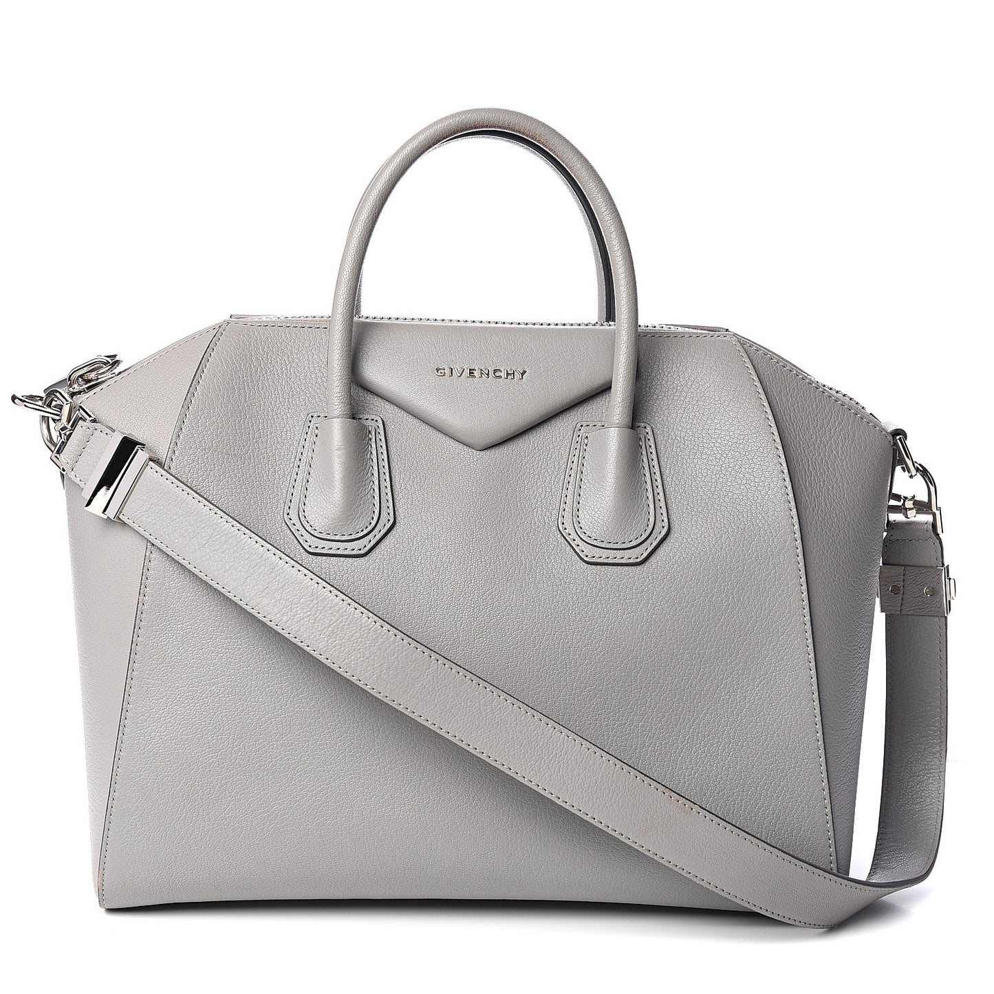 Sugar Goatskin Medium Antigona Pearl Grey