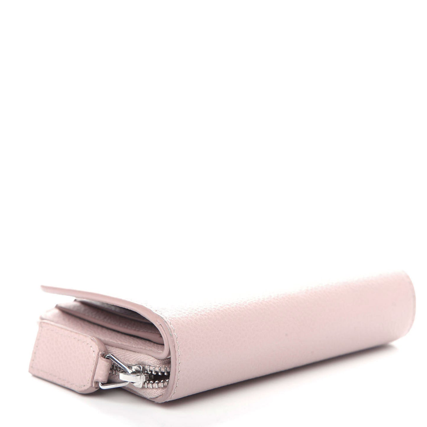 Grained Calfskin Rive Gauche Compact Zip Around Wallet Pink