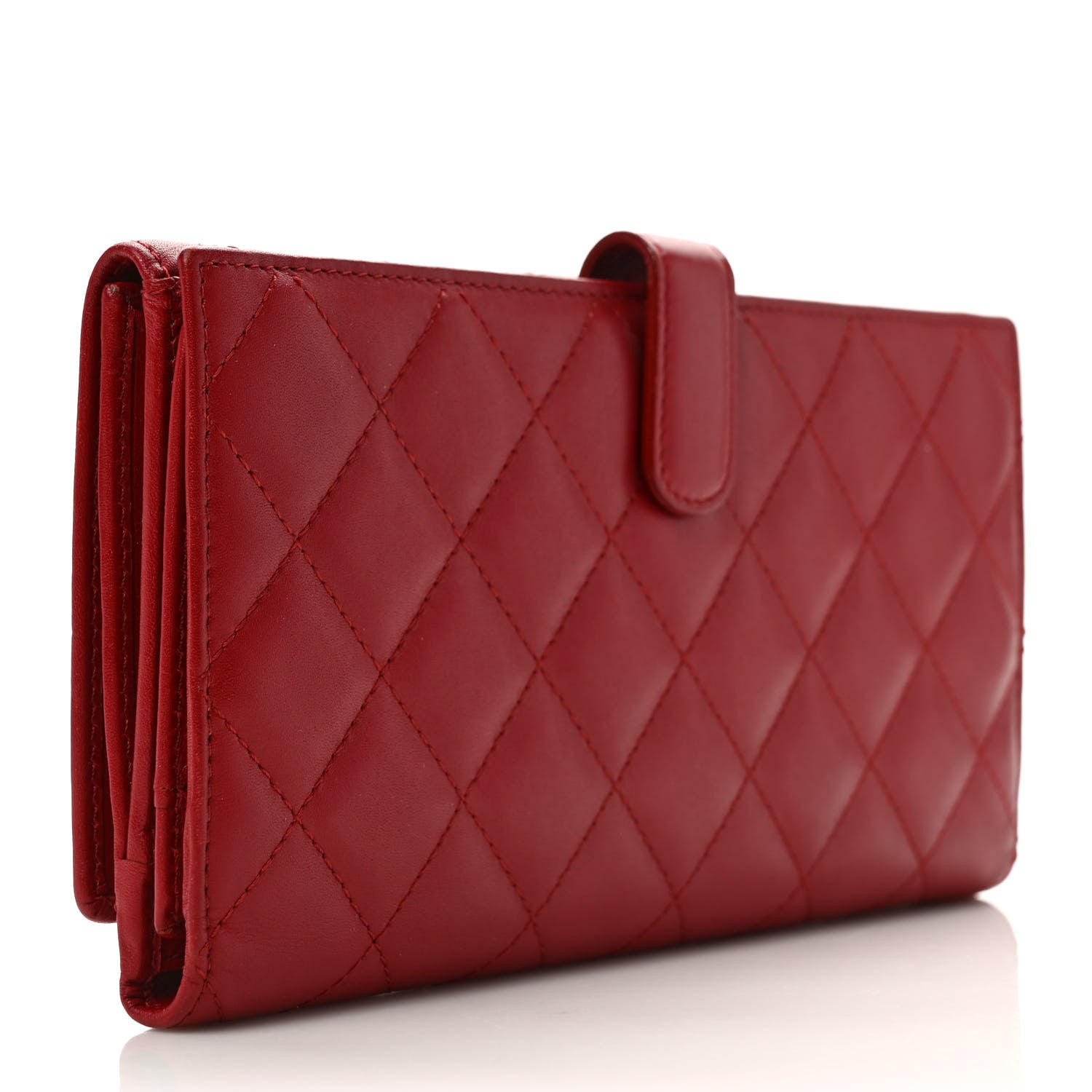 Chanel Calfskin Quilted Cambon Long Double Wallet Red 3 of 6