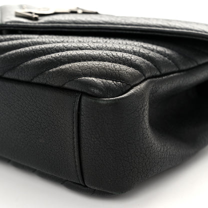 Saint Laurent Sheepskin Matelasse Chevron Monogram Medium College Bag Black 10 of 12