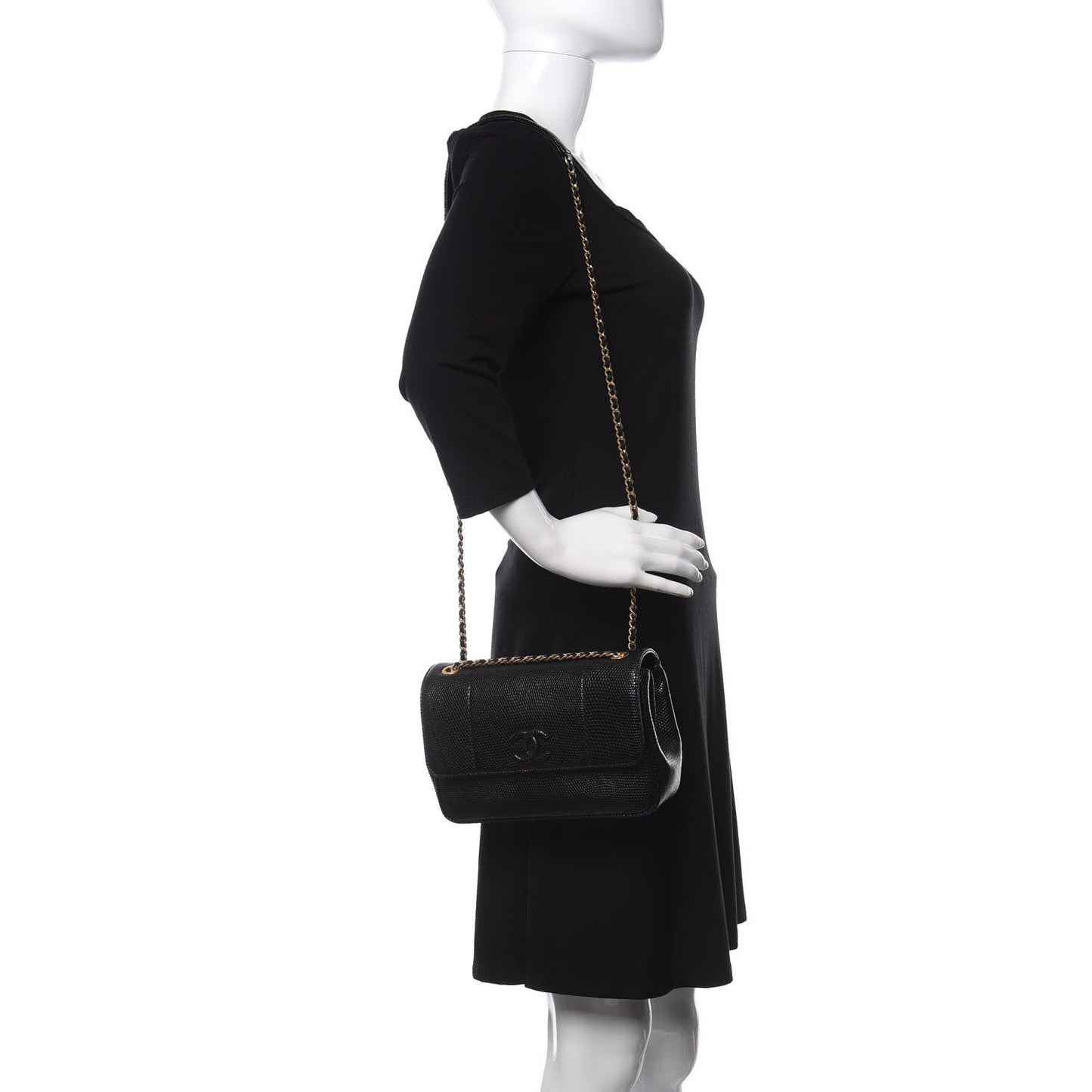 Lizard Coco Vintage Flap Black