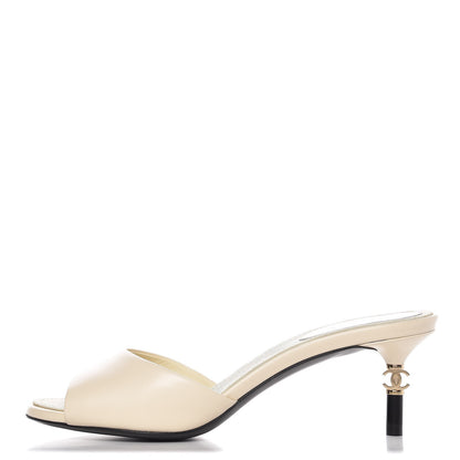 Chanel Calfskin CC Mules 36.5 Light Beige 1 of 9