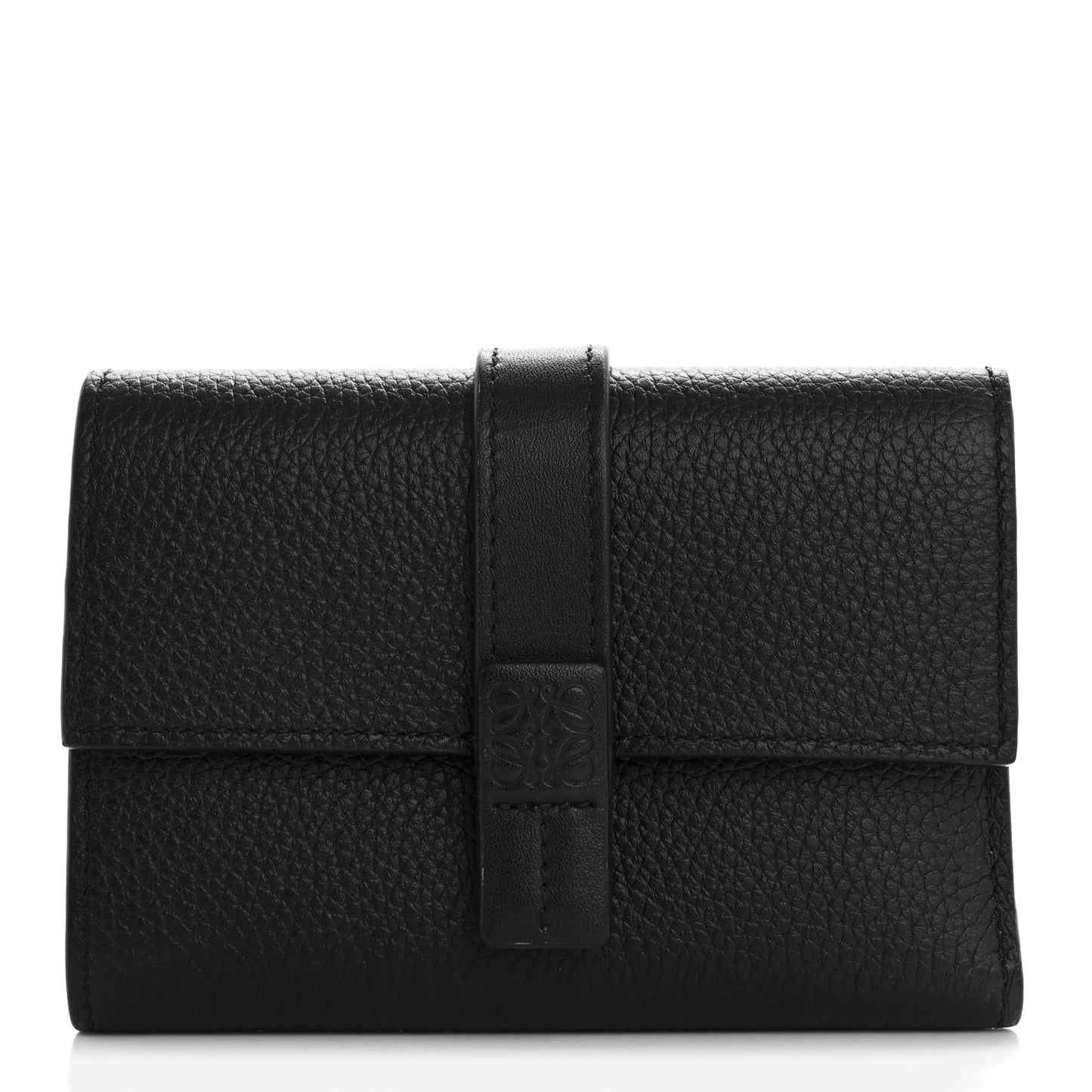 Grained Calfskin Small Vertical Wallet Black