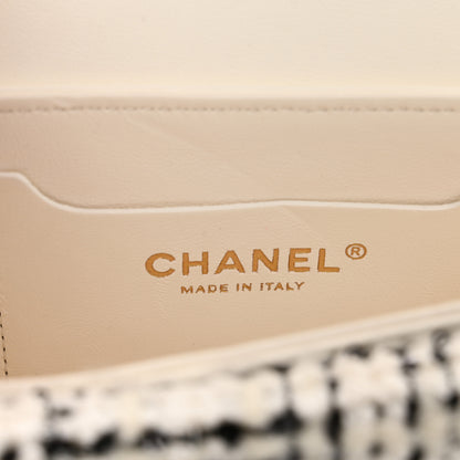 Chanel Tweed Lambskin Quilted Mini Top Handle Flap White Black 7 of 11
