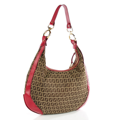 Fendi Zucchino Cuoio Chef Hobo Mogano Panna Rosso 3 of 8