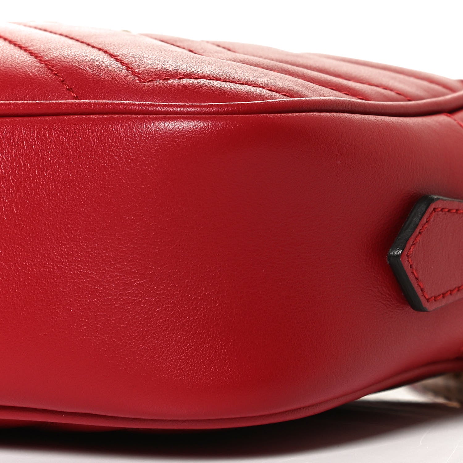Gucci Calfskin Matelasse Mini GG Marmont Chain Shoulder Bag Hibiscus Red 11 of 13