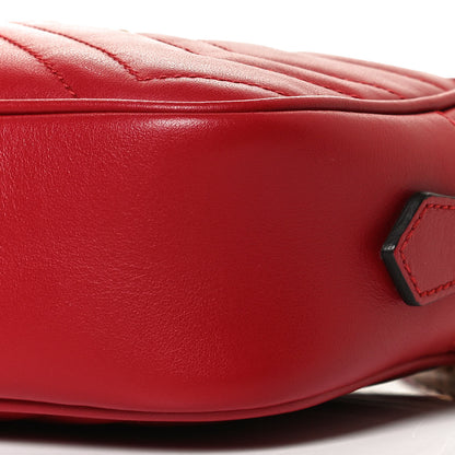Gucci Calfskin Matelasse Mini GG Marmont Chain Shoulder Bag Hibiscus Red 11 of 13
