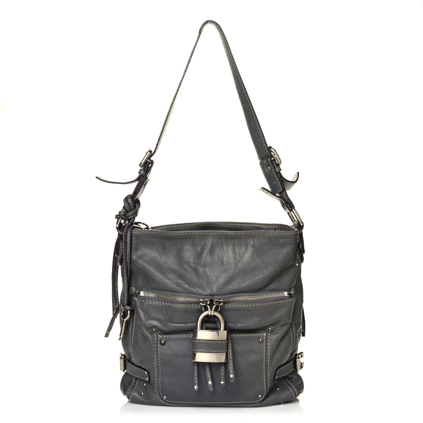Calfskin Paddington Hobo Grey