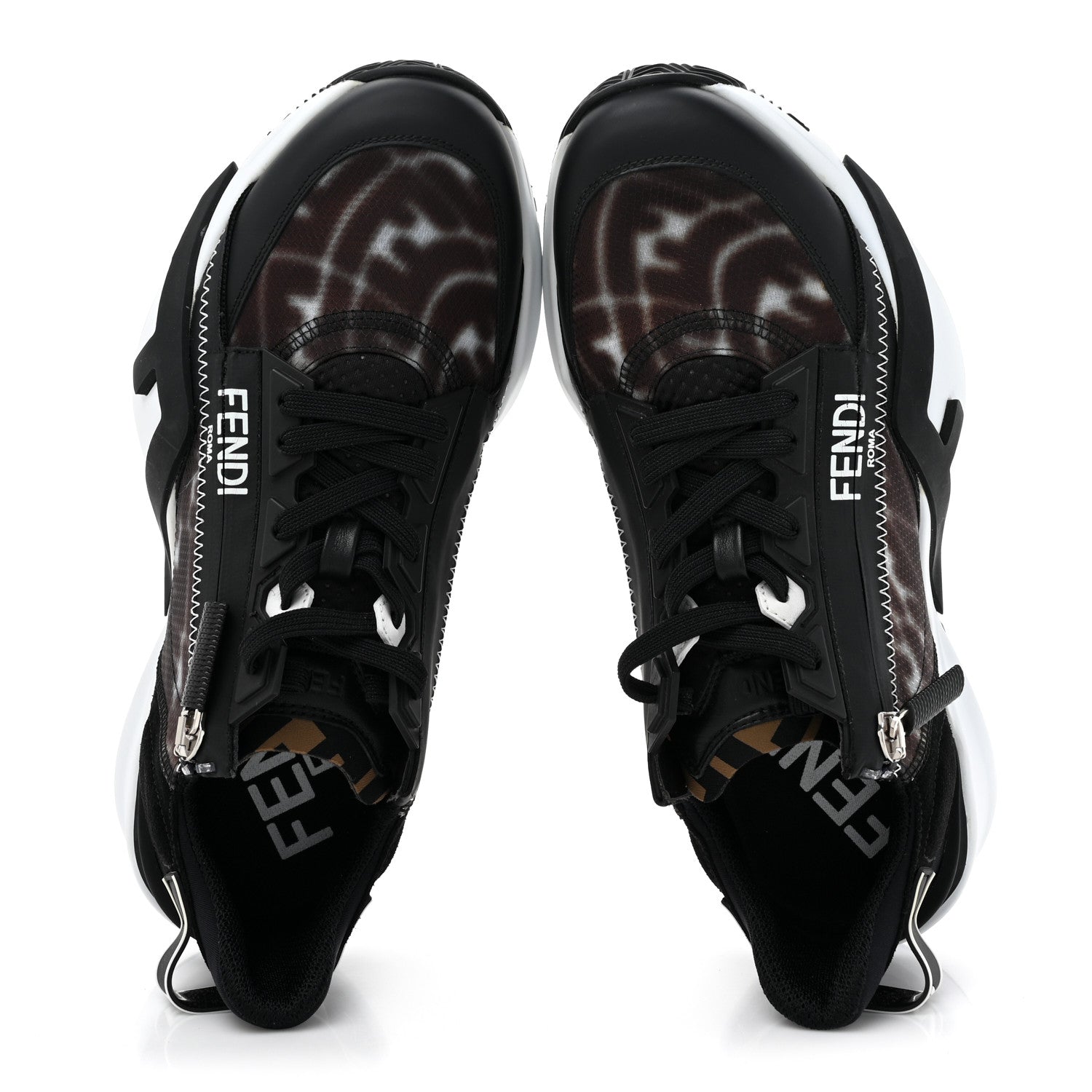 Fendi X SARAH COLEMAN Nylon Suede Lycra FF Vertigo Fendi Flow Low Top Sneakers 40 Transparent Black 2 of 11