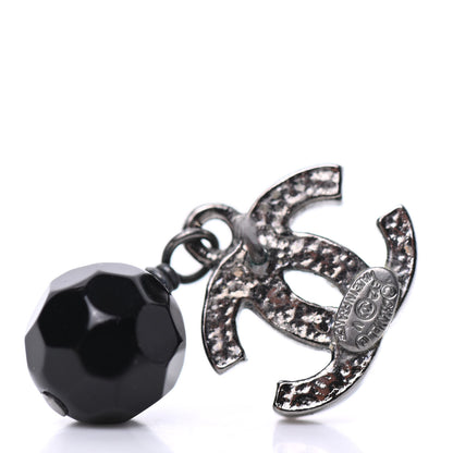 Chanel Ruthenium Bead CC Drop Earrings Black 4 of 5