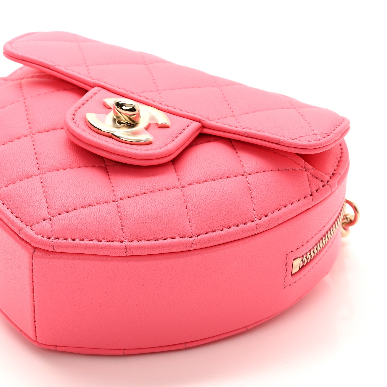 Chanel Lambskin Quilted CC In Love Heart Clutch With Chain Pink 9 of 10