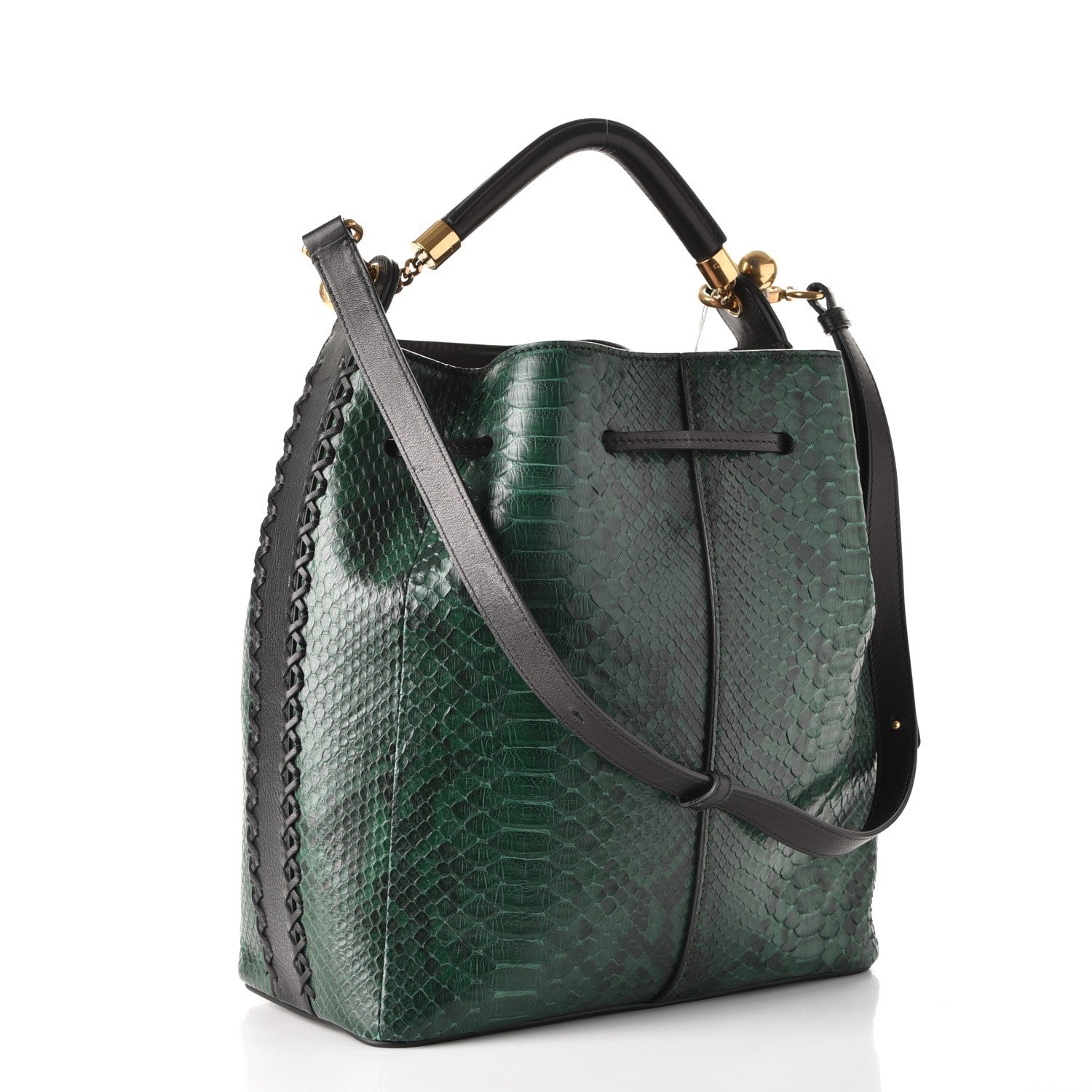 Chloe Python Gala Cross-Stitch Bucket Bag Intense Green 4 of 11