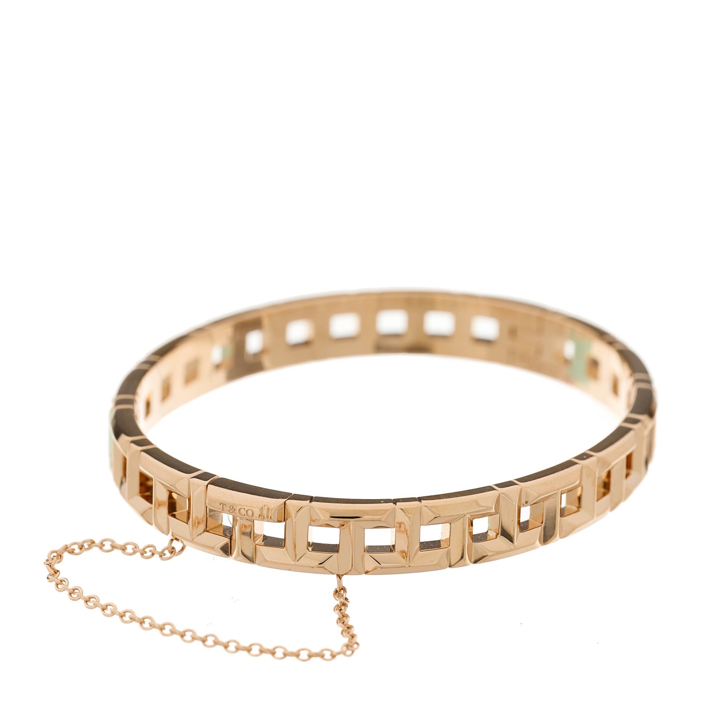 18K Rose Gold Narrow T True Hinged Bangle Bracelet