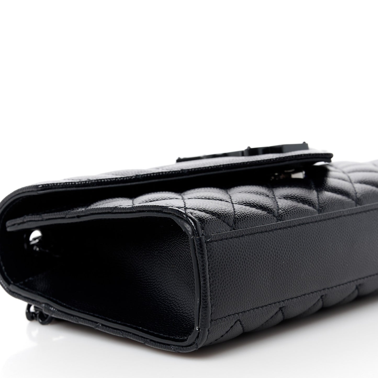 Grain De Poudre Textured Mixed Matelasse Triquilt Small Monogram Monochrome Satchel Black