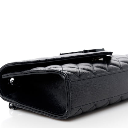 Saint Laurent Grain De Poudre Textured Mixed Matelasse Triquilt Small Monogram Monochrome Satchel Black 10 of 11