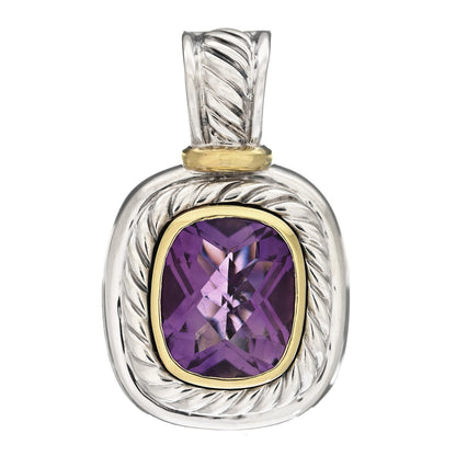 David Yurman Sterling Silver 14K Yellow Gold Amethyst 10mm Albion Pendant 1 of 4