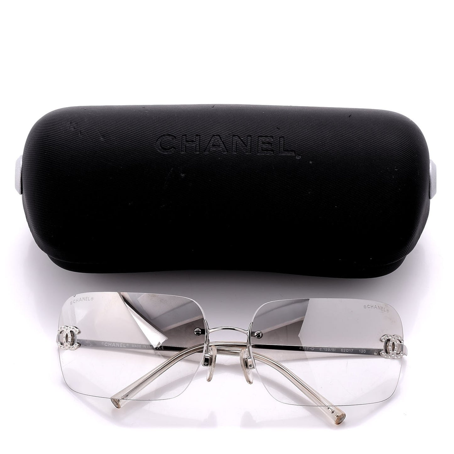 Metal Crystal CC Logo Sunglasses 4017-D Silver