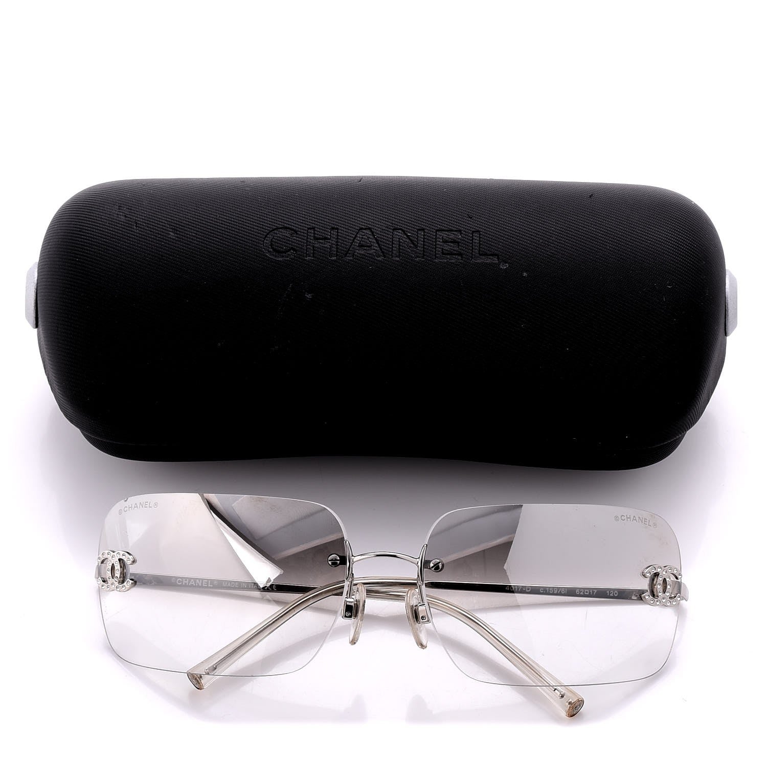 Chanel Metal Crystal CC Logo Sunglasses 4017-D Silver 6 of 6
