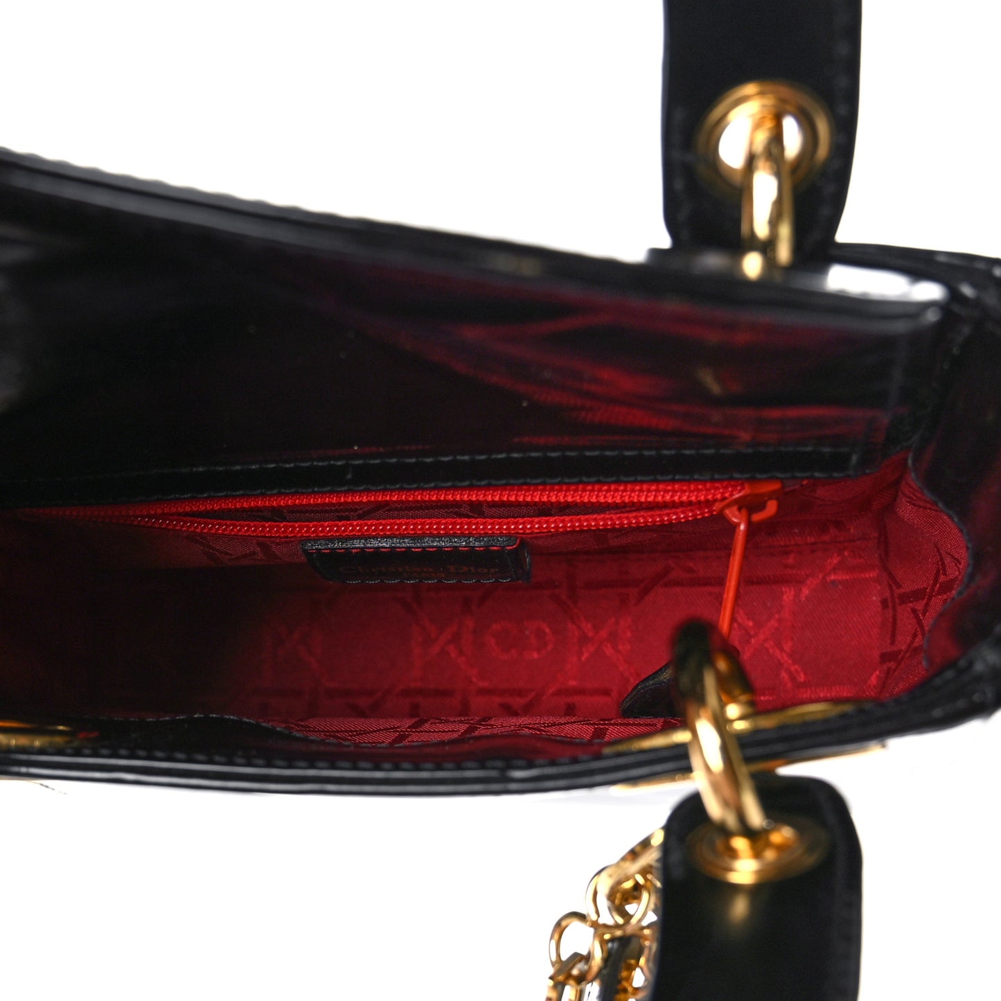 Glazed Calfskin Mini Lady Dior Black
