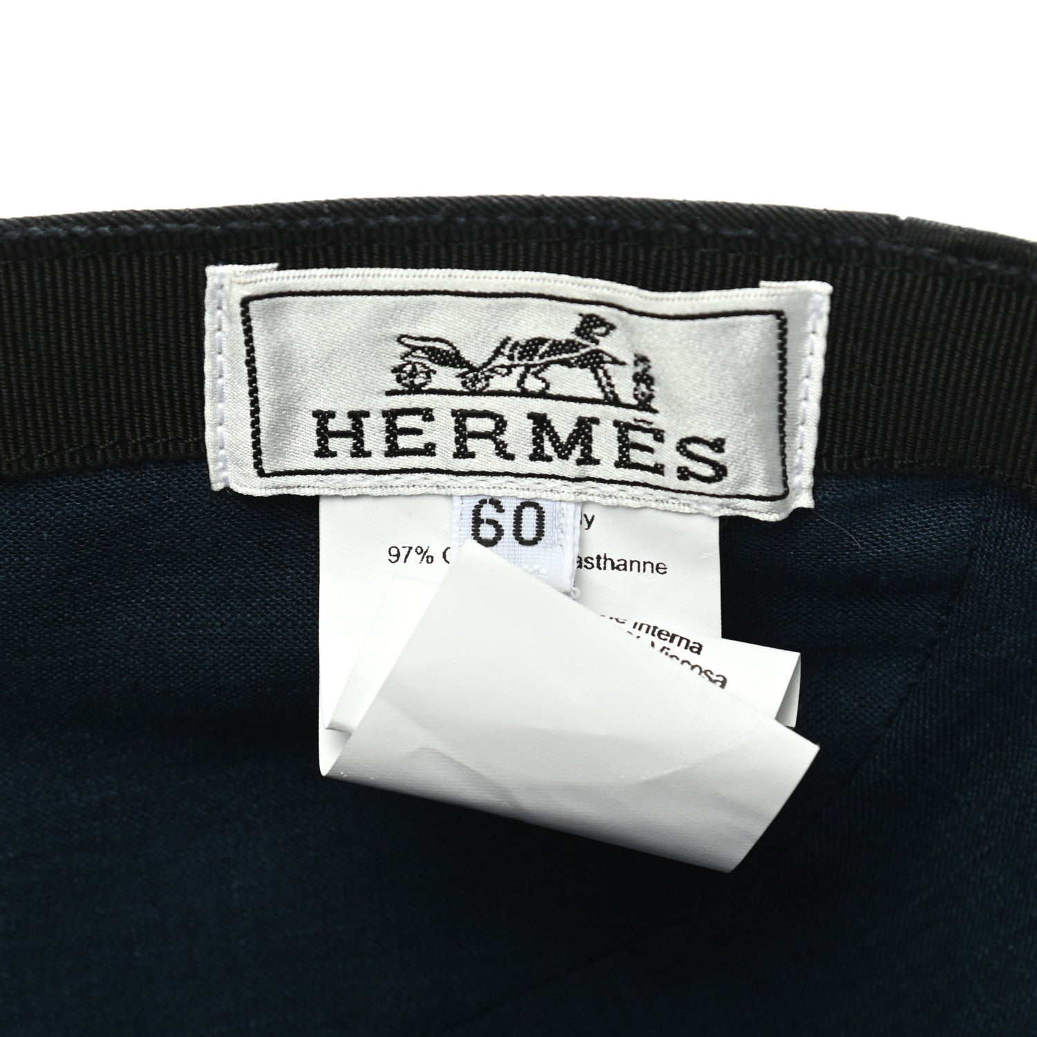 Hermes Cotton Viscose Stitched Hat 60 Black 8 of 8