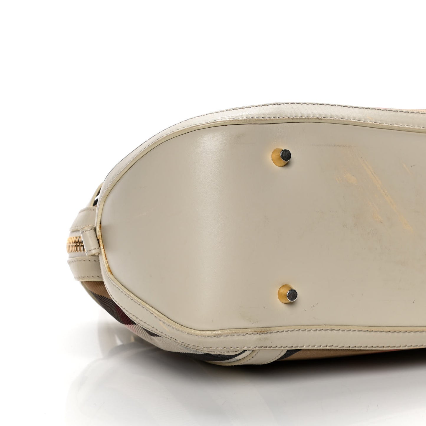 House Check Bridle Calfskin Small Orchard Bowling Bag White