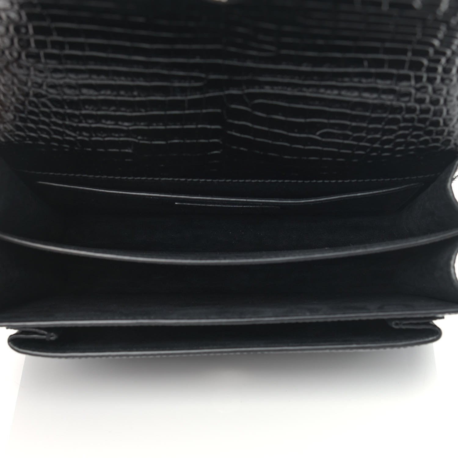 Saint Laurent Calfskin Crocodile Embossed Medium Monogram Sunset Black 5 of 9