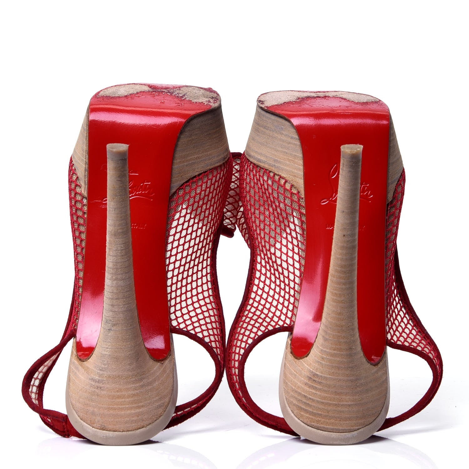 Christian Louboutin Fishnet Mesh Exclu 140 Slingback Pumps 36 Red 5 of 6