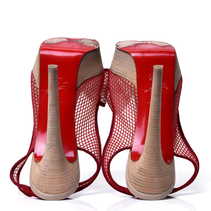 Christian Louboutin Fishnet Mesh Exclu 140 Slingback Pumps 36 Red 5 of 6
