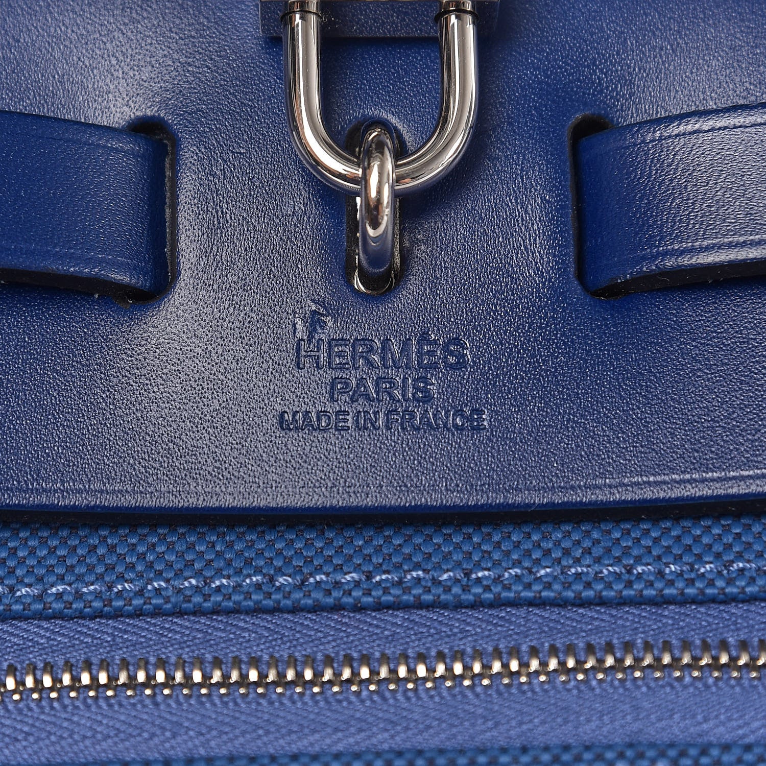 Hermes Vache Hunter Toile Militaire Herbag Zip 31 PM Bleu Brighton Bleu Saphir 6 of 10